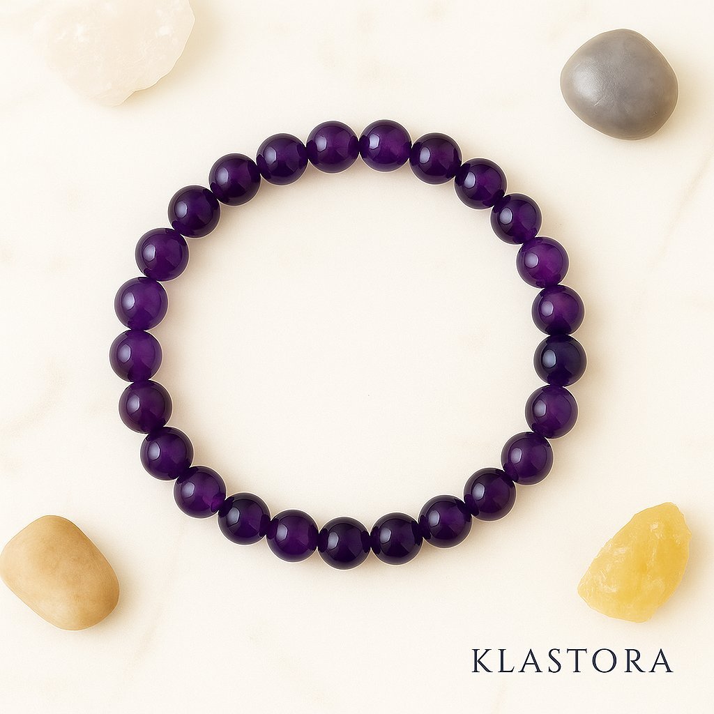 Bracelet en améthyste naturelle – pierre de sérénité et d’équilibre intérieur – bijou spirituel Klastora.