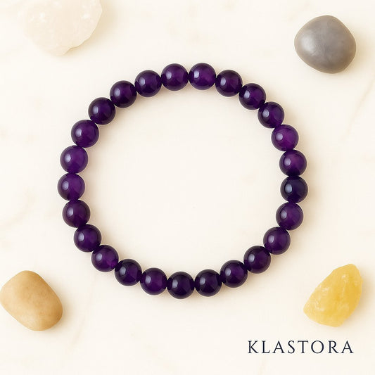 Bracelet en améthyste naturelle – pierre de sérénité et d’équilibre intérieur – bijou spirituel Klastora.
